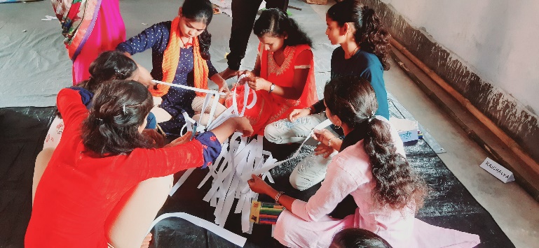 Kajal participates in a group activity during life-skills training