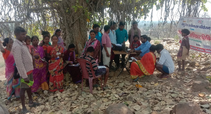 Residents attend the Social Entitlement Camp in Domasar