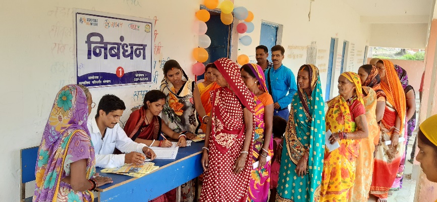 Residents register at the Palmo health camp